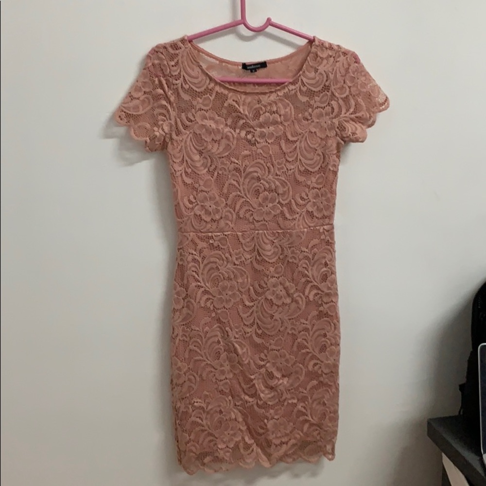 Pink lace bodycon dress
